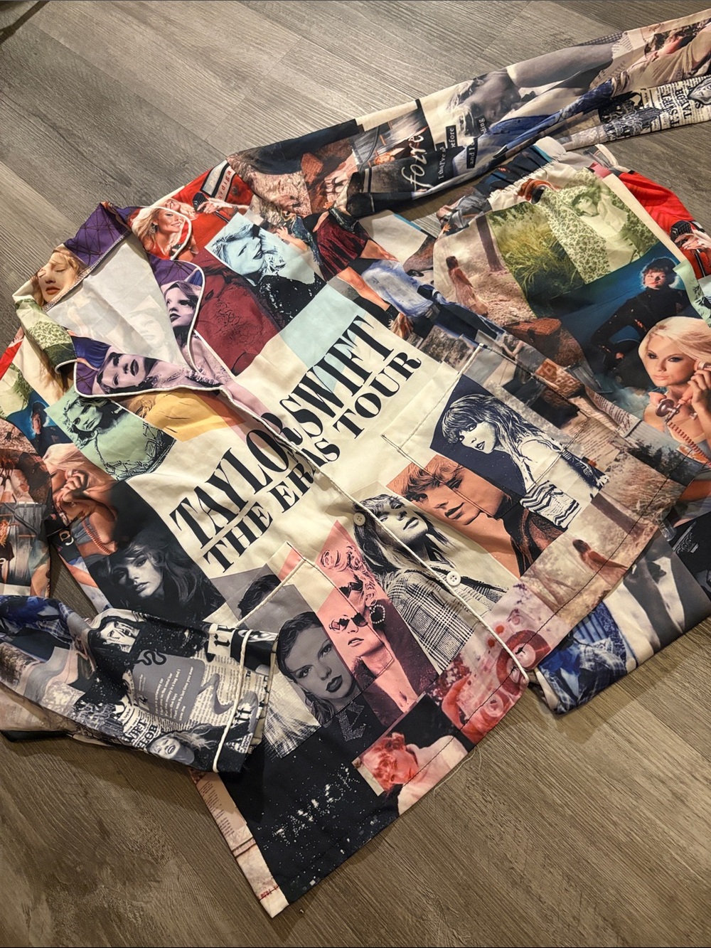 Taylor Swift Multicolor Collage Button-Front pajama set
